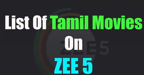 zee5 tamil movies list